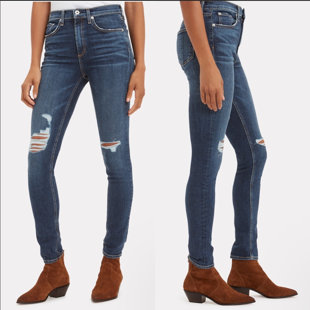 RAG & BONE Destroyed High-Rise Skinny Jeans Size 26
